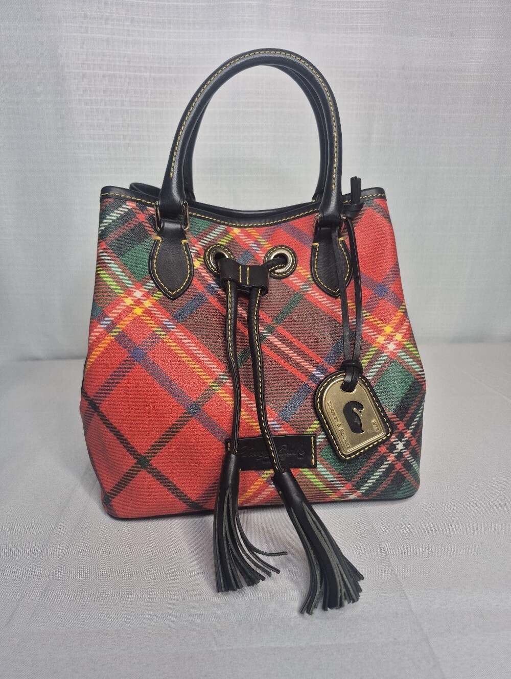 Dooney & Bourke Tartan Plaid Canvas Bucket Bag - Picture 4 of 15